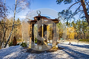 Wood alcove in Cherkasy city park, Ukraine