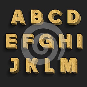 Wood Alphabet Vector Font. Part 1 of 3.