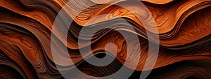 Wood art background - Abstract organic brown wooden waving waves wall texture wall (Generative Ai