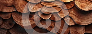 Wood background - Abstract organic brown wooden waving waves wall texture banner (Generative Ai