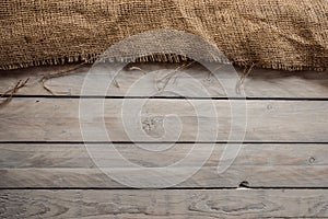 Wood background with hessian textile