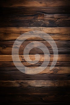 Wood background. Modern wooden facing background. Dark wooden banner. Rustic three-dimensional wood texture