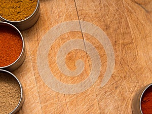 Wood background with spices