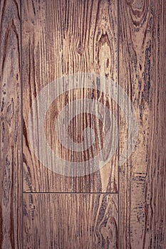 Wood background texture of board surface. Brown wooden grunge plank. Timber grain material pattern of vintage table