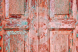 Wood background vintage wallpaper board multicolored blue door gray bright colore white green pink coral