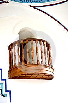 wood balcony ali pasha mosque in ohrid, macedonia