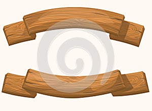 Wood Banners And Ribbons vector