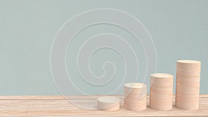 The wood bar chart for Business concept 3d rendering