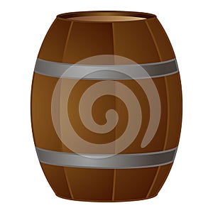 Wood barrel icon, cartoon style