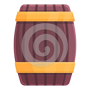 Wood barrel icon cartoon vector. Wine keg barrel