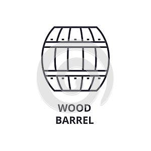 Wood barrel line icon, outline sign, linear symbol, vector, flat illustration