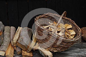 firewood in basket