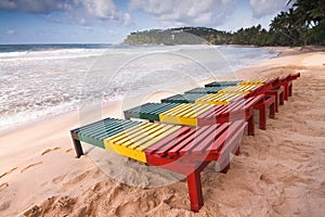 Wood beach loungers