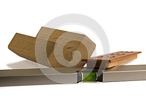 Wood billets for furniture with level photo