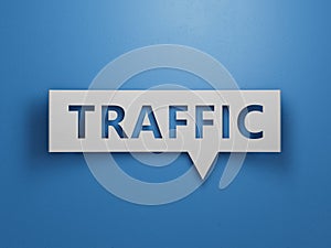 Wood block cube shape put the front computer keyboard with word TRAFFIC.