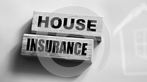 Wood Blocks with Words House Insurance. Business Insurances financial Concept