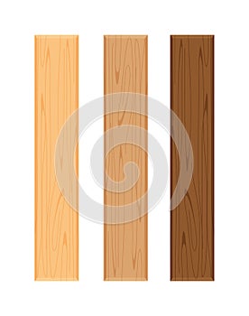 Wood board isolated on white background, vertical plank, planks wood brown various types horizontal, empty wooden plank board for