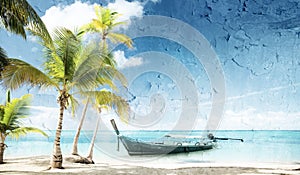 Wood boat on the beach