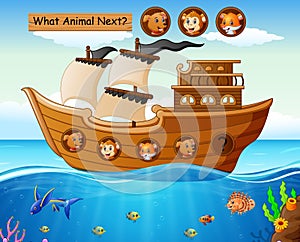 Wood boat sailing with animals theme