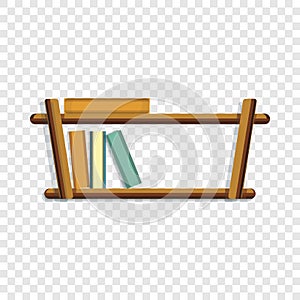 Wood book shelf icon, cartoon style