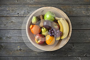 Wood Bowl Fruit Background Food