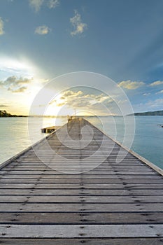 Wood bridge on the beach