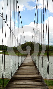 Wood bridge cross river at Kaeng Krachan national park, Phetchaburi, Thailand.