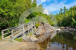 Wood bridge at Doncaster in Laurentides mountains