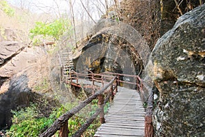 Wood bridge at Op Luang National Park, Hot, Chiang Mai, Thailand