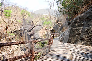 Wood bridge at Op Luang National Park, Hot, Chiang Mai, Thailand.