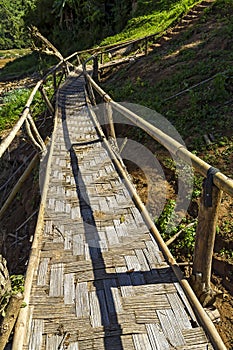 Wood bridge riverside of  Mekong River