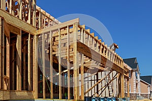 Wood Building frame at Multi-Family Housing Construction