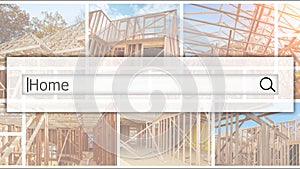 Wood Building frame at Multi-Family Housing Construction The concept of service for dating photo collage