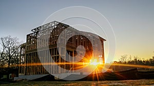 Wood Building frame at Multi-Family Housing Construction Site