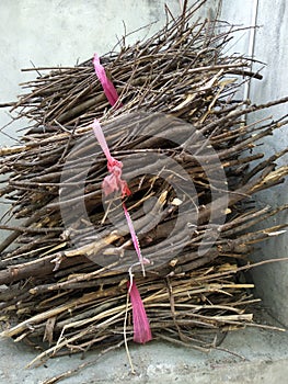 Wood bundle in village collected by villagers for burning fire