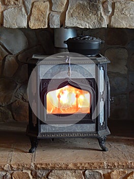 Wood burning stove.