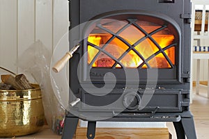 Wood Burning Stove with Fire