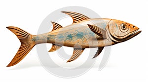 Wood Carved Fish Sculpture: Hyperrealistic Wildlife Portraits In Sumatraism Style