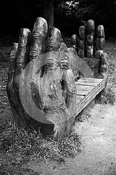 Wood Carved Hands - Ilford FP4 Plus B&W Film