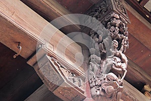 Wood carving in ancient Chinese building