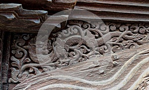 Wood carving of An ancient Hindu God in pashupatinath temple