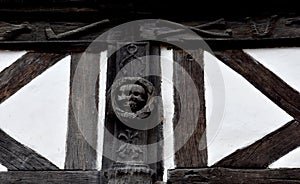 Wood carving, detail in black death graveyard in Rouen