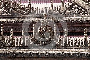 Wood carving detail at Shwenandaw monastery in Mandalay, Myanmar