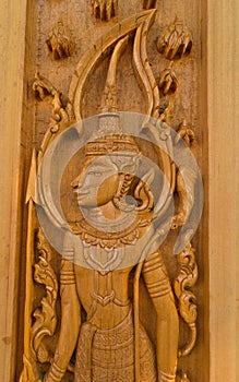 Wood carving for deva statue