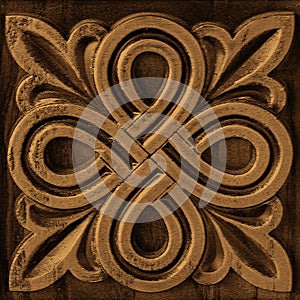 Wood carving, pattern carved on wood