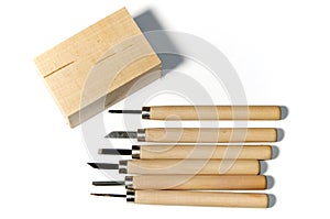 Wood carving tools with basswood