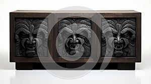 Modern Carved Cabinets With Demon Orb: A Fusion Of Art Styles photo