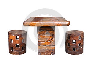 Wood chair and table to creative for design and decoration