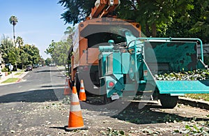 Wood Chipper Grinds Away photo