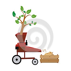Wood chipper vector file tree through wood chipping machine chipper, photo